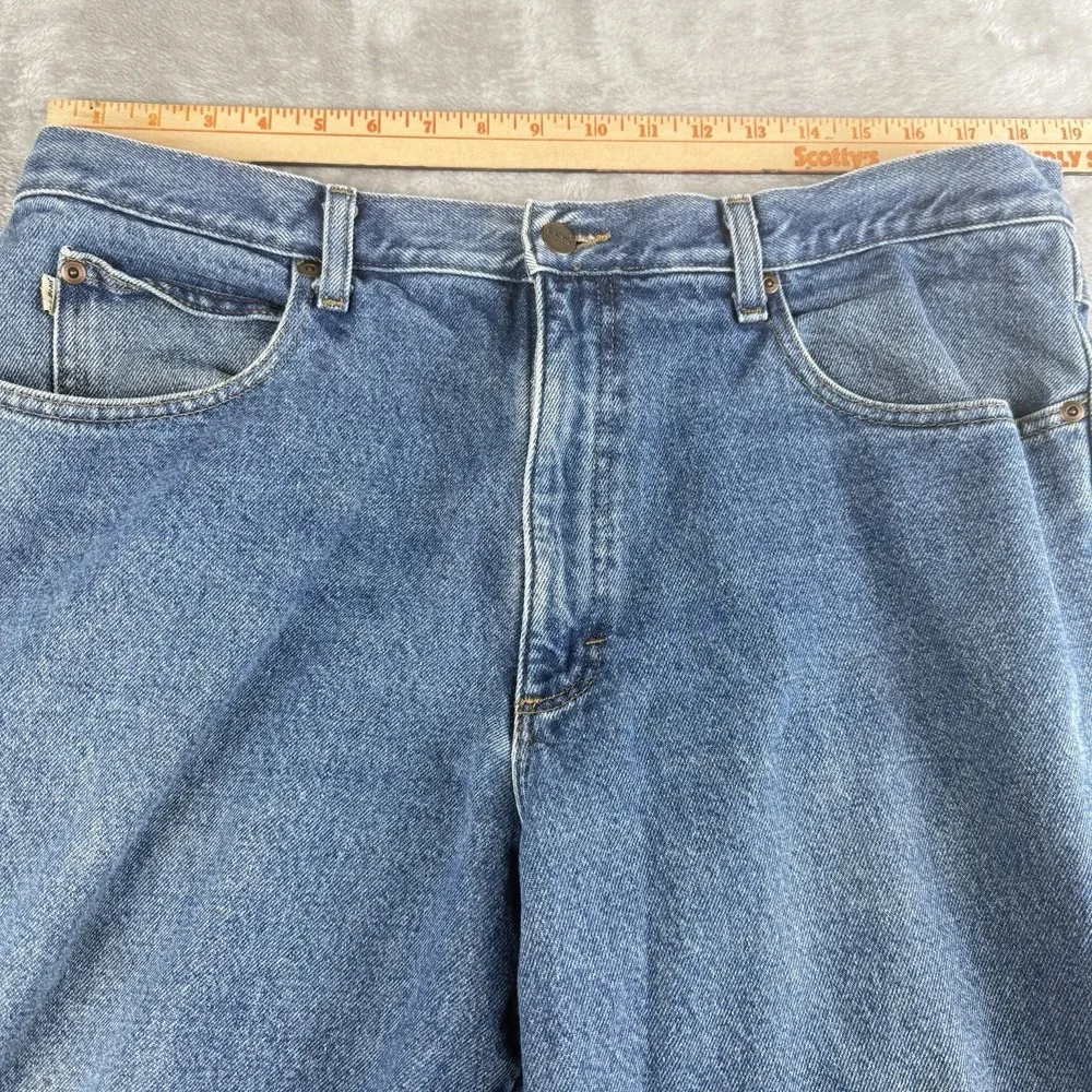 L.L.Bean Flannel Lined Jeans Mens 36x34 Classic Fit Blue Denim Straight Leg Warm